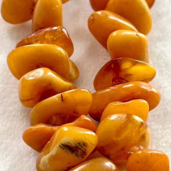 VINTAGE Antique Genuine BALTIC AMBER Egg Yolk Nuggets Necklace  71 g - Picture 10 of 13